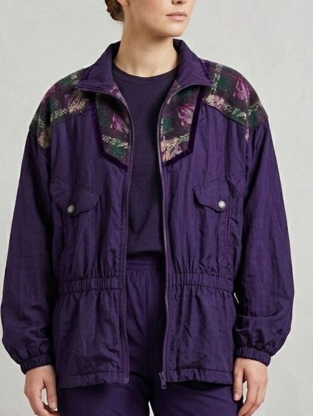 OUT BROOK Vintage Track Suit Jacket Purple Zip Up